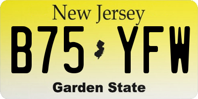 NJ license plate B75YFW
