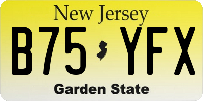 NJ license plate B75YFX