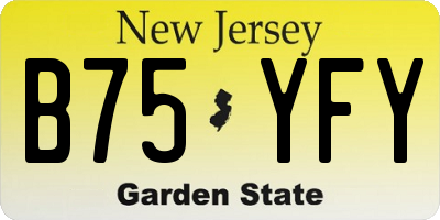 NJ license plate B75YFY