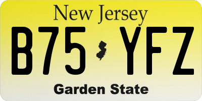 NJ license plate B75YFZ