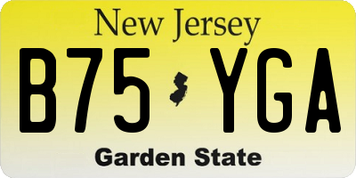 NJ license plate B75YGA