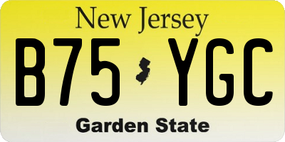NJ license plate B75YGC