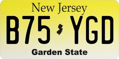 NJ license plate B75YGD