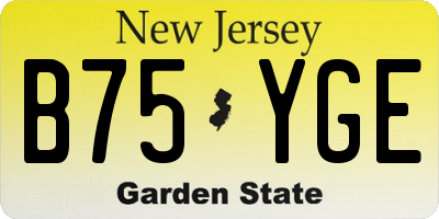 NJ license plate B75YGE
