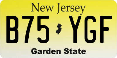 NJ license plate B75YGF