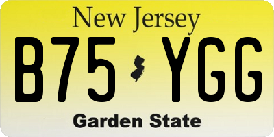 NJ license plate B75YGG