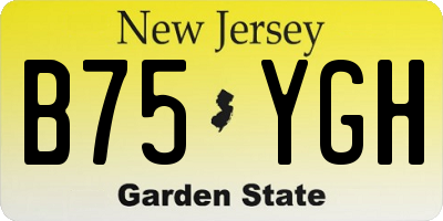 NJ license plate B75YGH