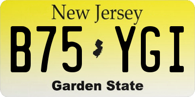 NJ license plate B75YGI