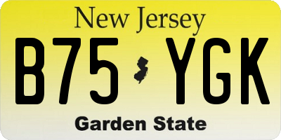 NJ license plate B75YGK