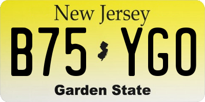 NJ license plate B75YGO