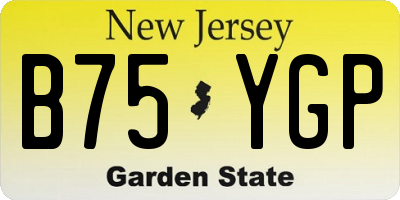 NJ license plate B75YGP