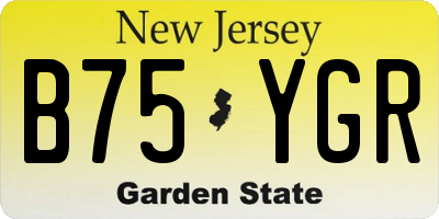 NJ license plate B75YGR