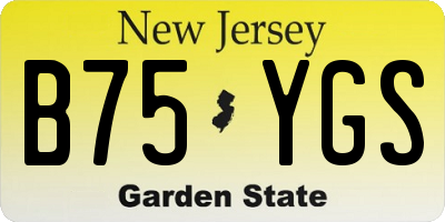 NJ license plate B75YGS