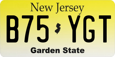 NJ license plate B75YGT