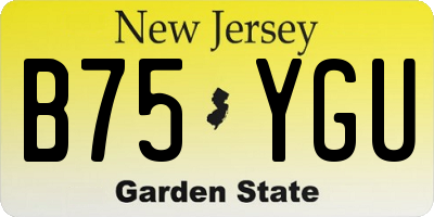 NJ license plate B75YGU