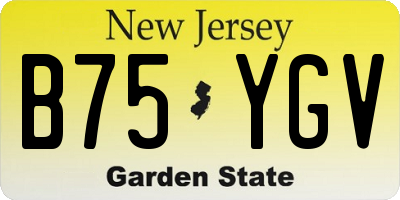 NJ license plate B75YGV