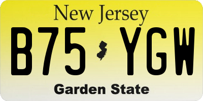 NJ license plate B75YGW