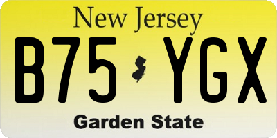 NJ license plate B75YGX
