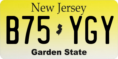 NJ license plate B75YGY