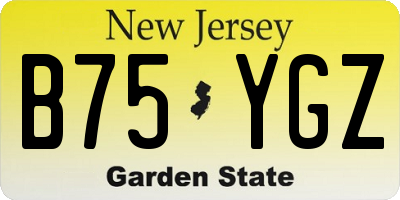 NJ license plate B75YGZ