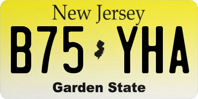NJ license plate B75YHA