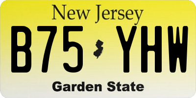 NJ license plate B75YHW