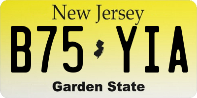 NJ license plate B75YIA