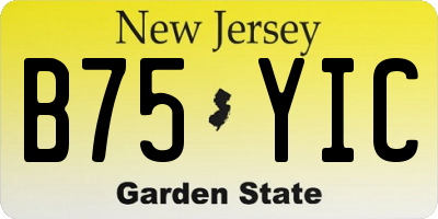 NJ license plate B75YIC
