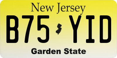 NJ license plate B75YID
