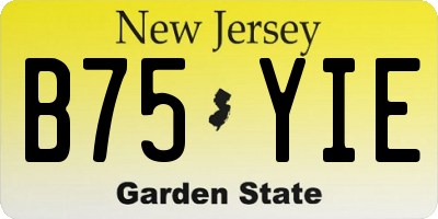 NJ license plate B75YIE
