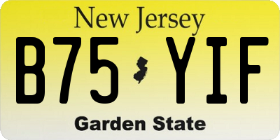 NJ license plate B75YIF