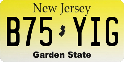 NJ license plate B75YIG