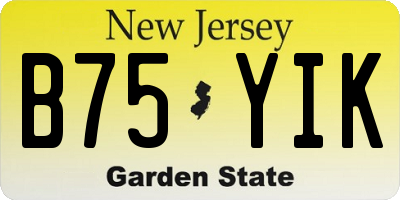 NJ license plate B75YIK