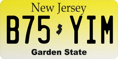 NJ license plate B75YIM