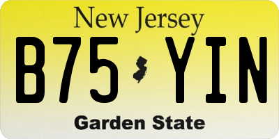 NJ license plate B75YIN