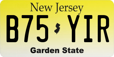 NJ license plate B75YIR