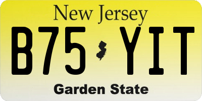 NJ license plate B75YIT