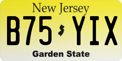 NJ license plate B75YIX
