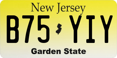 NJ license plate B75YIY