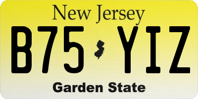 NJ license plate B75YIZ