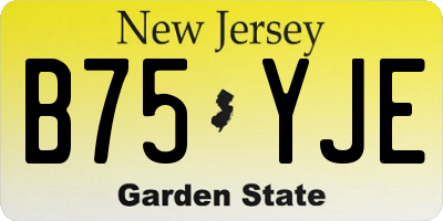 NJ license plate B75YJE