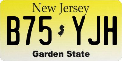 NJ license plate B75YJH