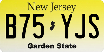 NJ license plate B75YJS