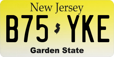 NJ license plate B75YKE
