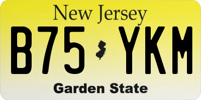 NJ license plate B75YKM