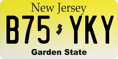 NJ license plate B75YKY