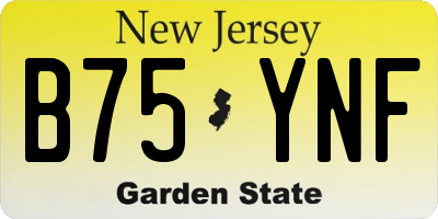 NJ license plate B75YNF