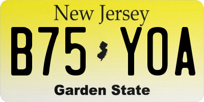 NJ license plate B75YOA