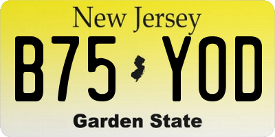 NJ license plate B75YOD
