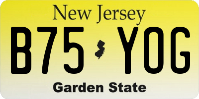NJ license plate B75YOG